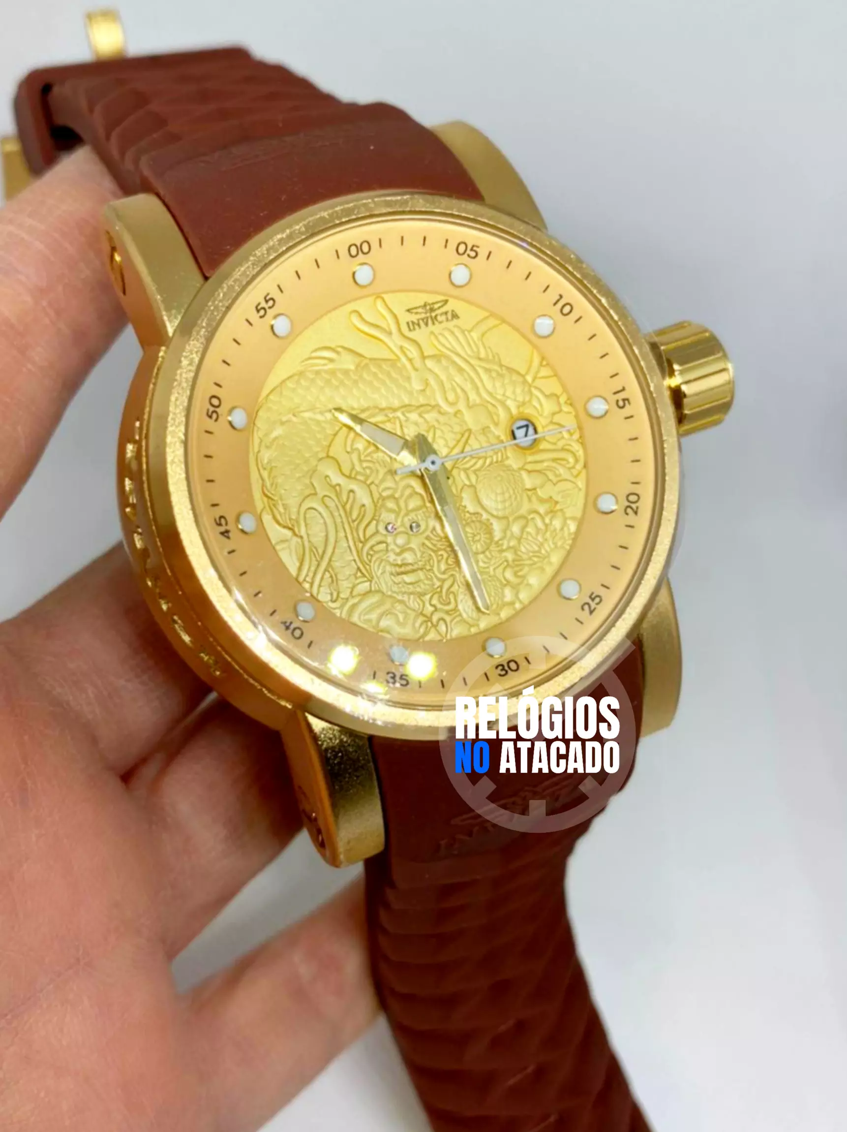 Relógio Invicta Yakuza Dourado Marrom c/caixa - Imagem 3