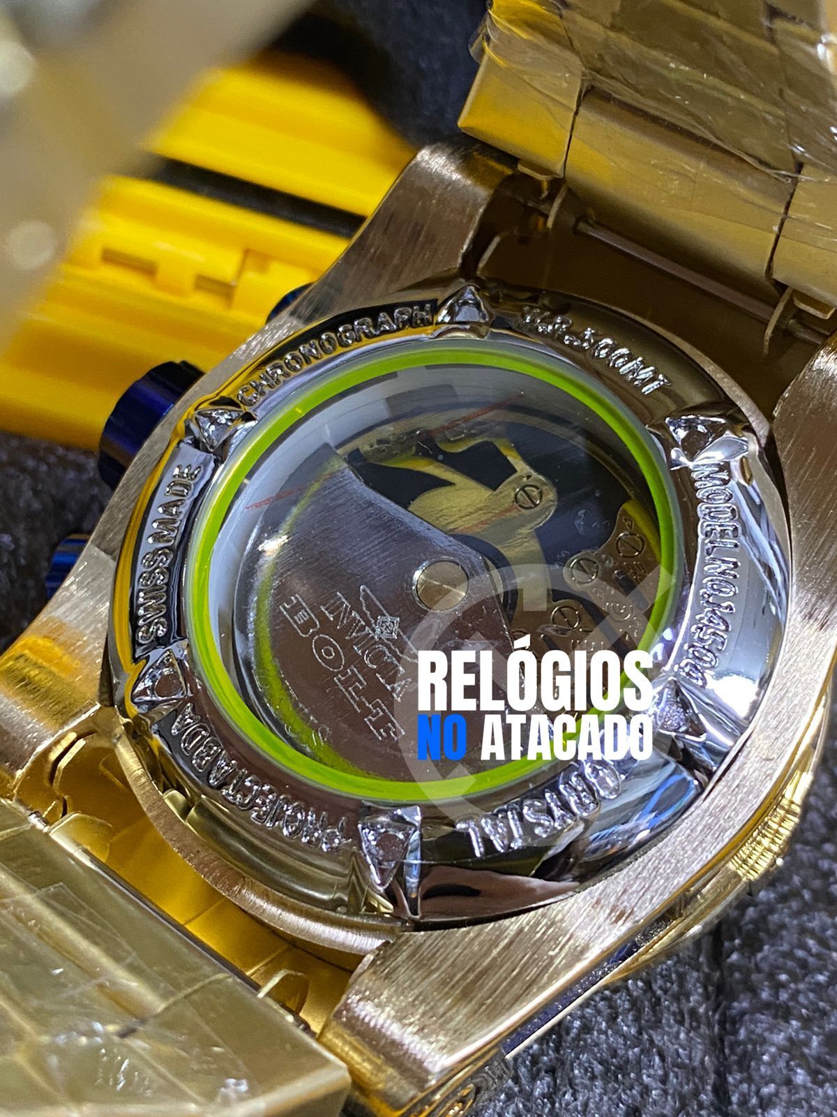 Relógio Masculino Invicta Zeus X Dourado Branco pulseira de aço - Imagem 4